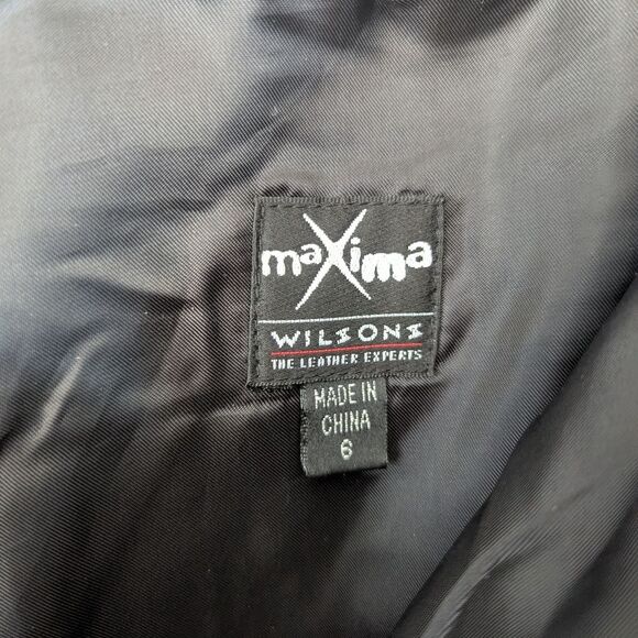 Vintage Maxima Wilsons Black Genuine Leather Straight Leg Pants Women's Size 6 - Picture 6 of 9